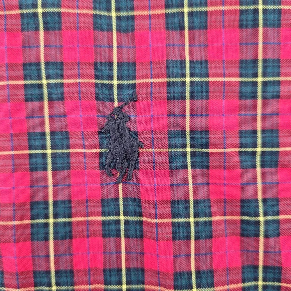 Ralph Lauren Boys Large‎ Red Plaid Long Sleeve Button Down Shirt Classic Fit